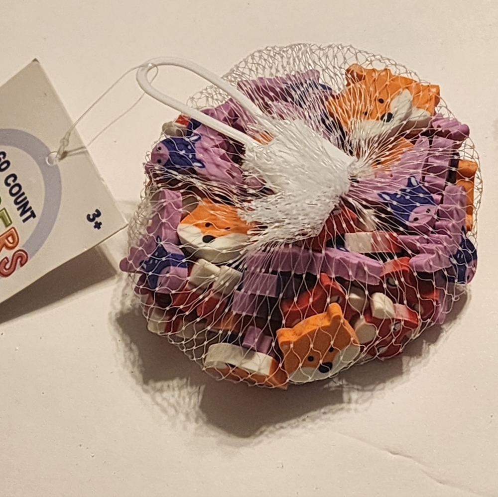 Forest Friends Mini Erasers - 60 Count Each (120 Total) Fox Moose Owl - Picture 2 of 5